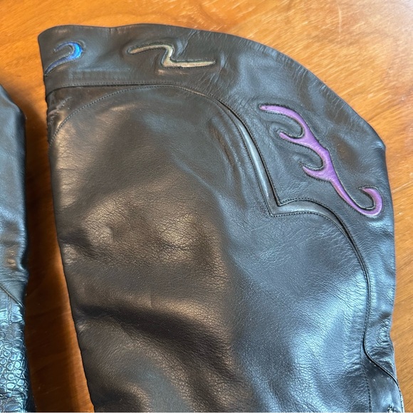 🔥🔥80s Italian Vintage Heeled Boots Mixed Media Leather 38/7.5 or 8 Amazing - Picture 5 of 12